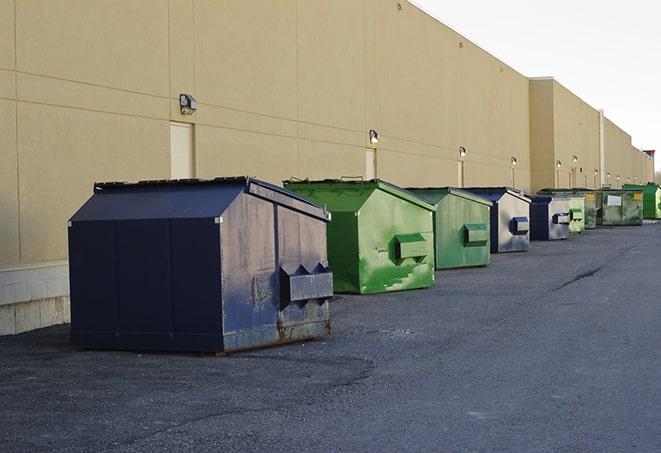 demolition materials stacked in large containers onsite in Bradbury, CA